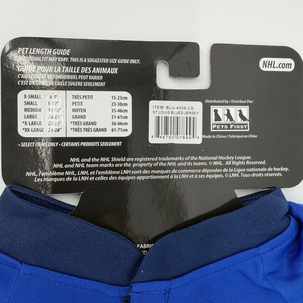 St. Louis Blues Size Large NHL Hockey Dog Jersey BLU-4006-LG Canine Pet Apparel‎
